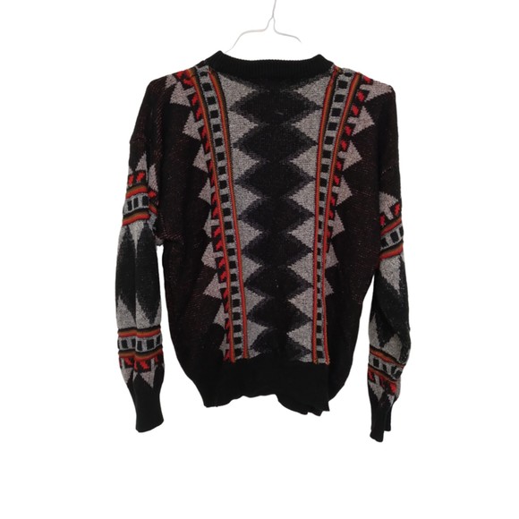 Vintage Men's Brian MacNeil Sweater Black Gray Red Italy Long Sleeve - Picture 2 of 9